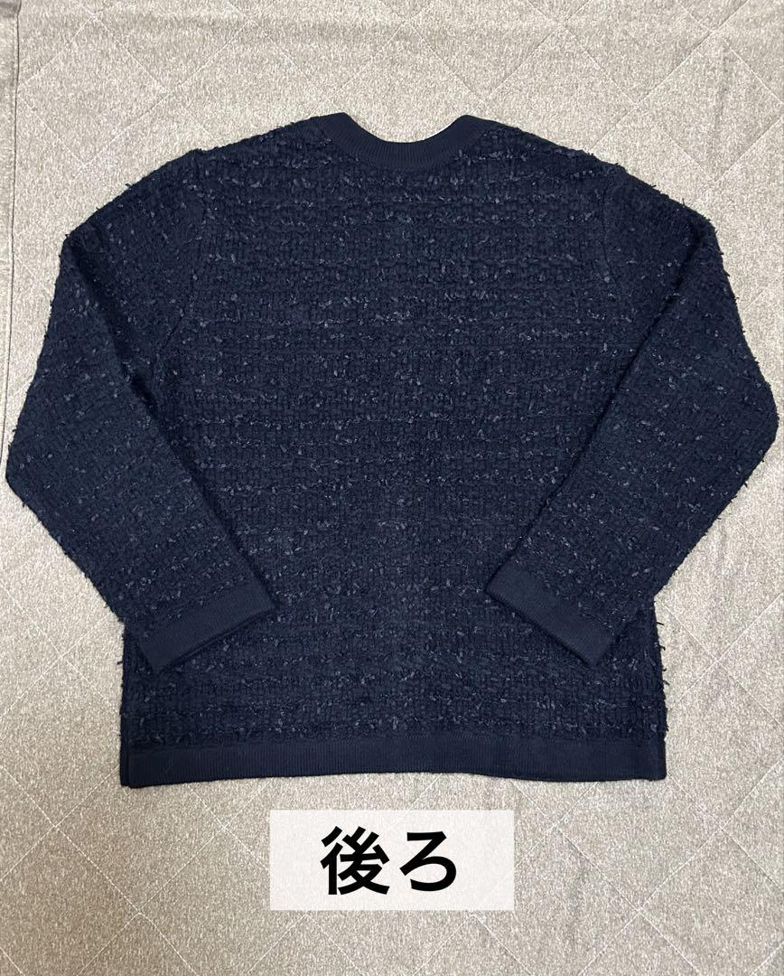 新品タグ付　anySiS 洗える ツイード ニット カーディガン ネイビー 2