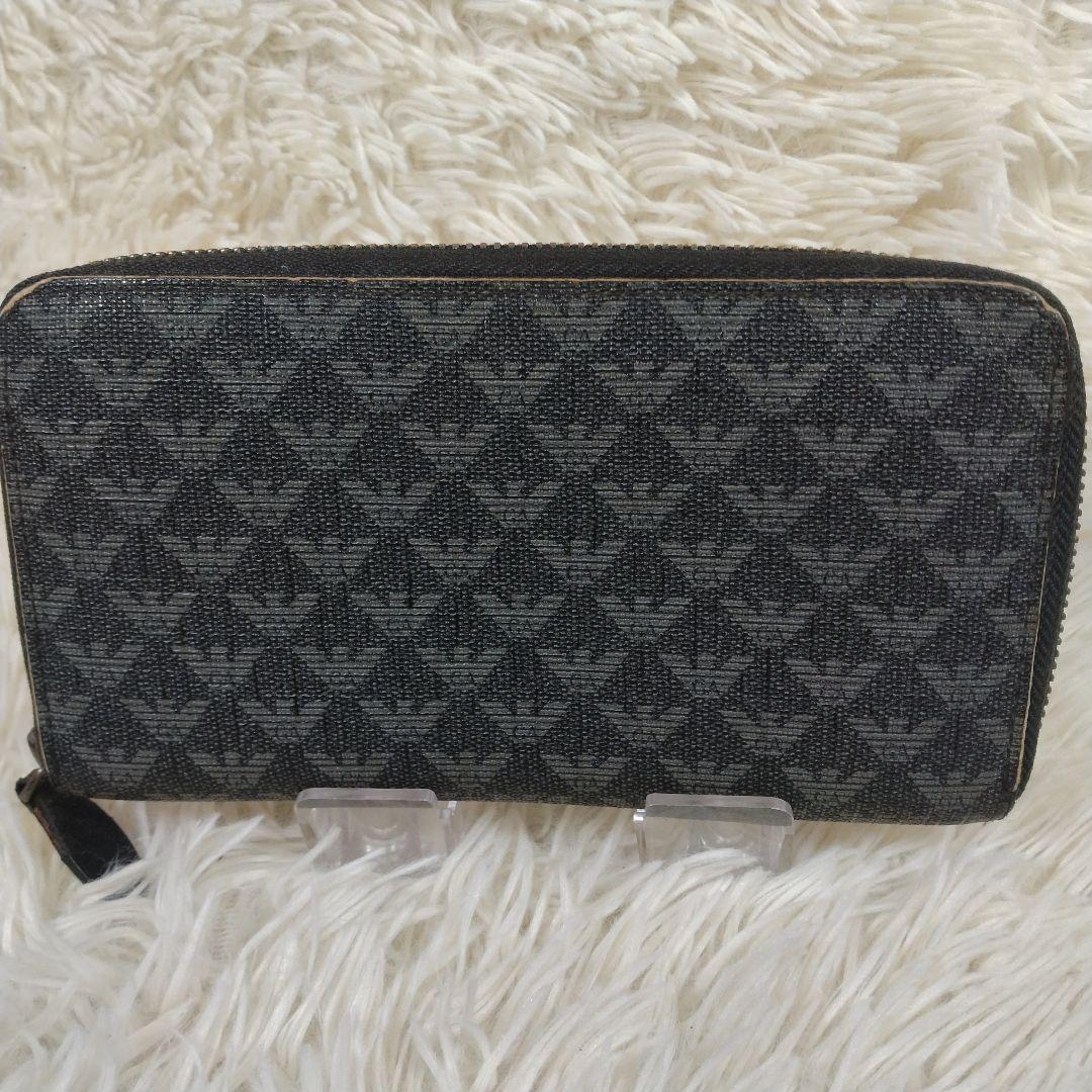 EMPORIO ARMANI ロゴ 長財布 EMPORIO ARMANI 長財布 ロゴ 総柄 ネイビー ブラック - メルカリ