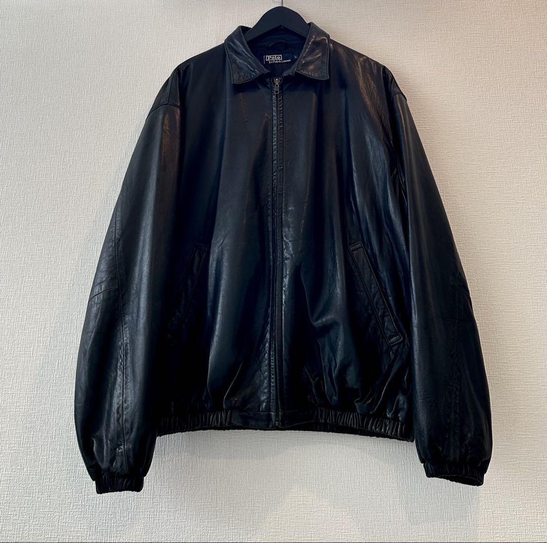 【おまけ付】 Special) 黒 L レザー ラルフローレン 90s ポニー無し ジャケット・アウター