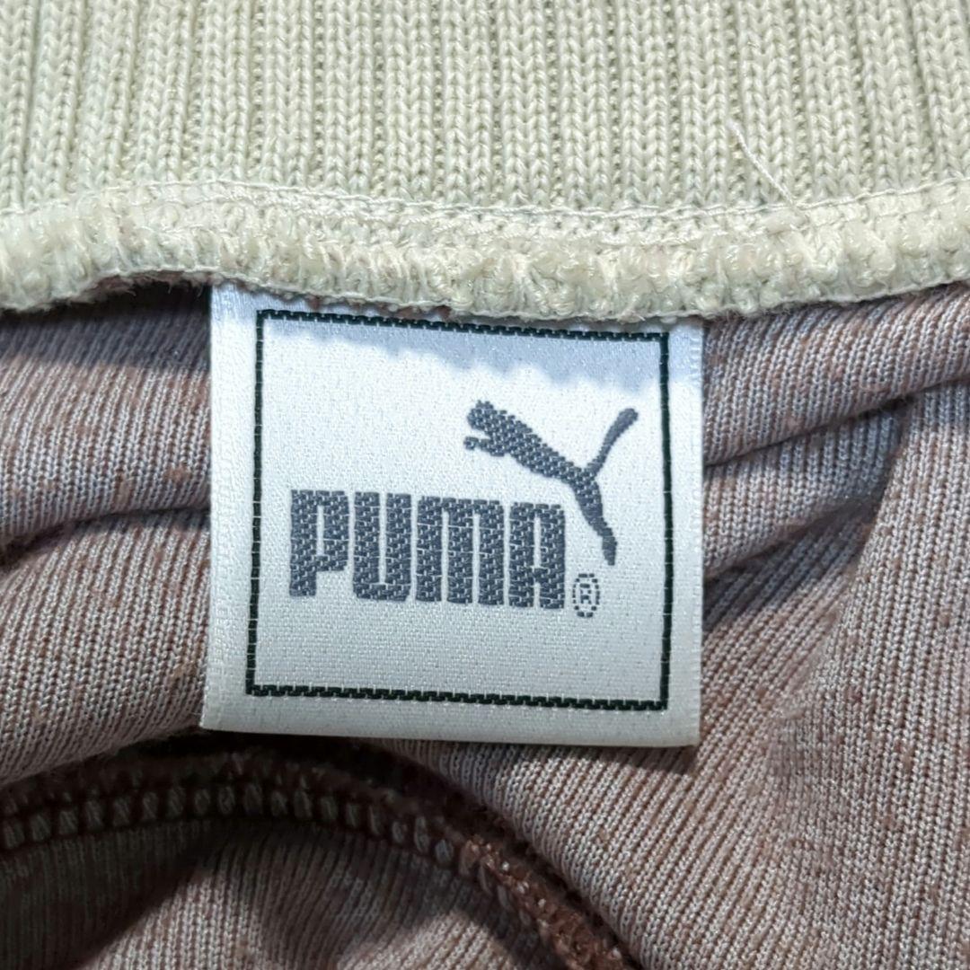 ✨大人気！ベロア✨PUMA トラックジャケット M 茶 ベージュ 刺繍ロゴ