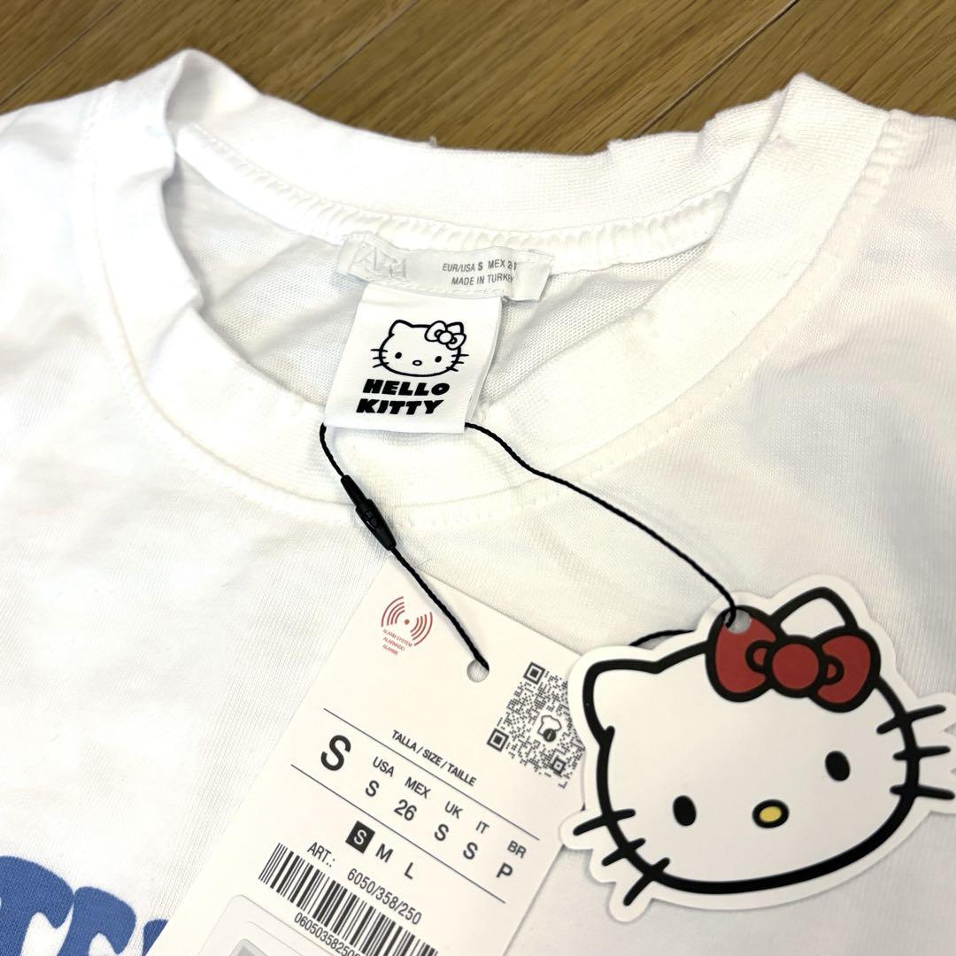 ★ZARA★HELLO KITTY ウォッシュドエフェクト*Tシャツ ホワイト HELLO KITTY © 2025 SANRIO ウォッシュドエフェクトTシャツ