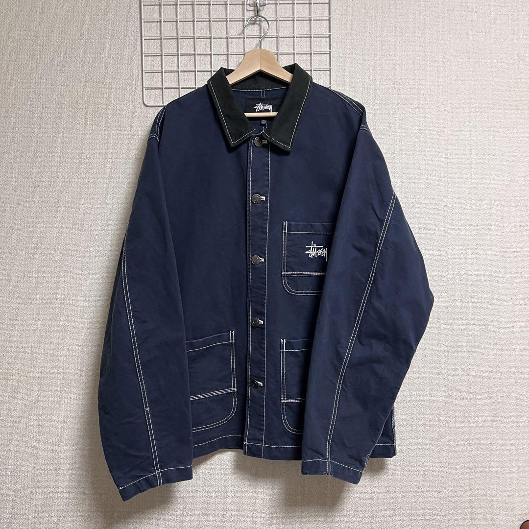 STUSSY カバーオール ワークジャケット 【XLサイズ 刺繍ロゴ 】