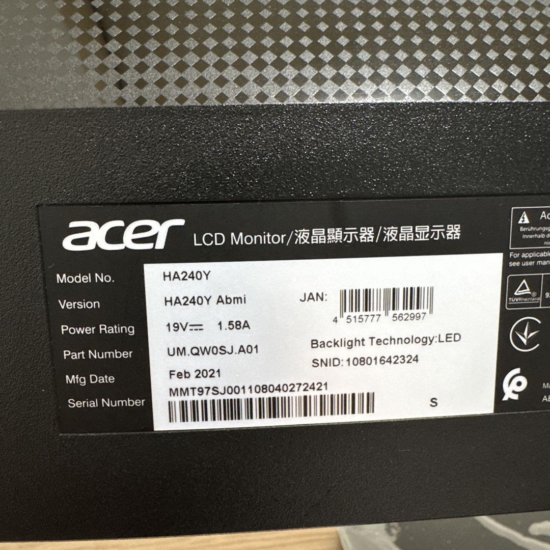 送料込 Acer 2021年製 PCモニター HA0シリーズ23.8型 フルHD