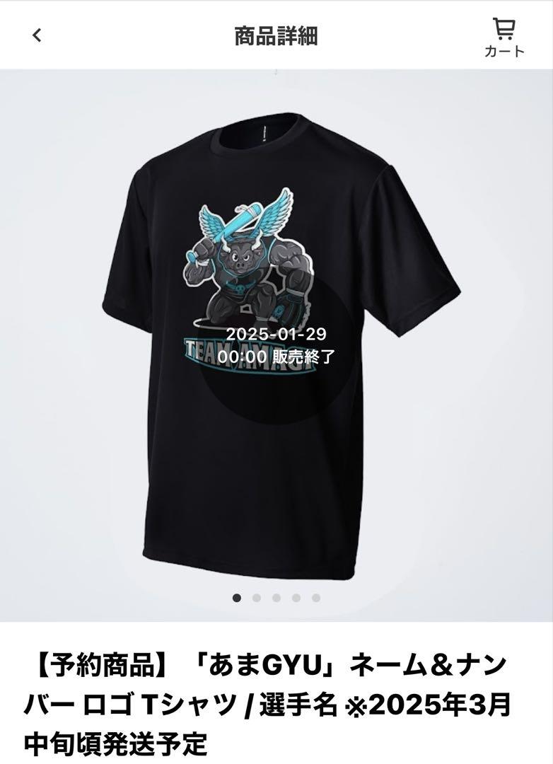 TEAM天城　「あまGYU」ネーム＆ナンバーロゴTシャツ　渡邉諒 選手　Lサイズ