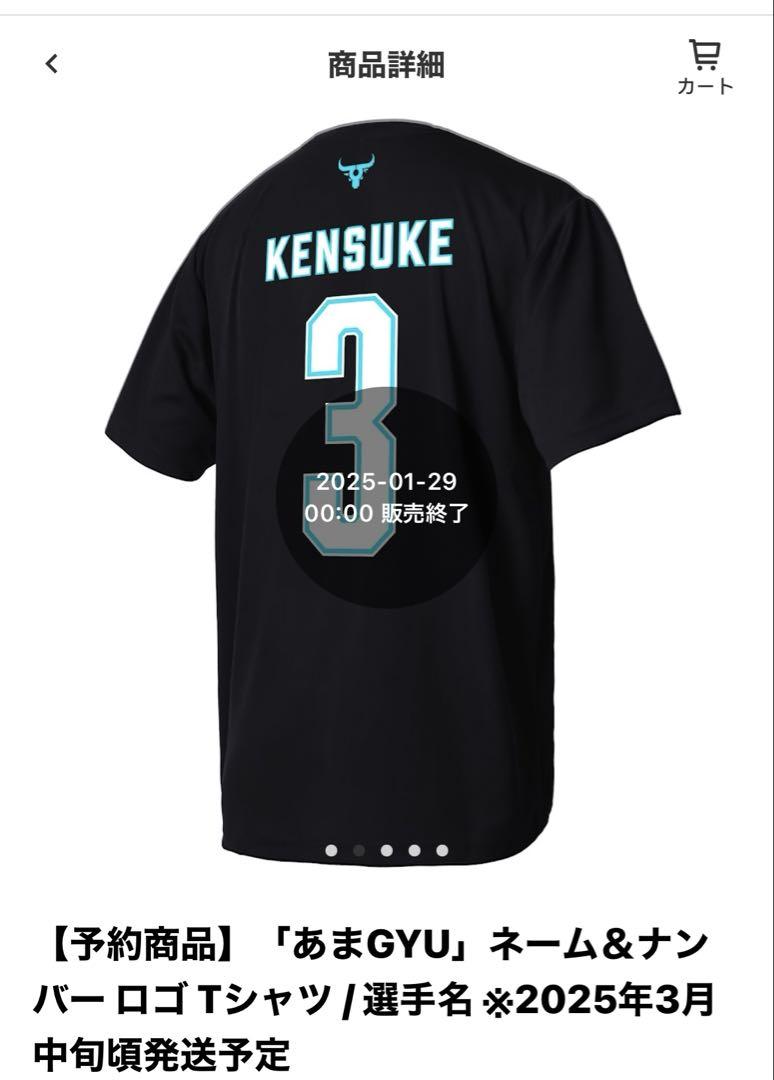 TEAM天城　「あまGYU」ネーム＆ナンバーロゴTシャツ　渡邉諒 選手　Lサイズ
