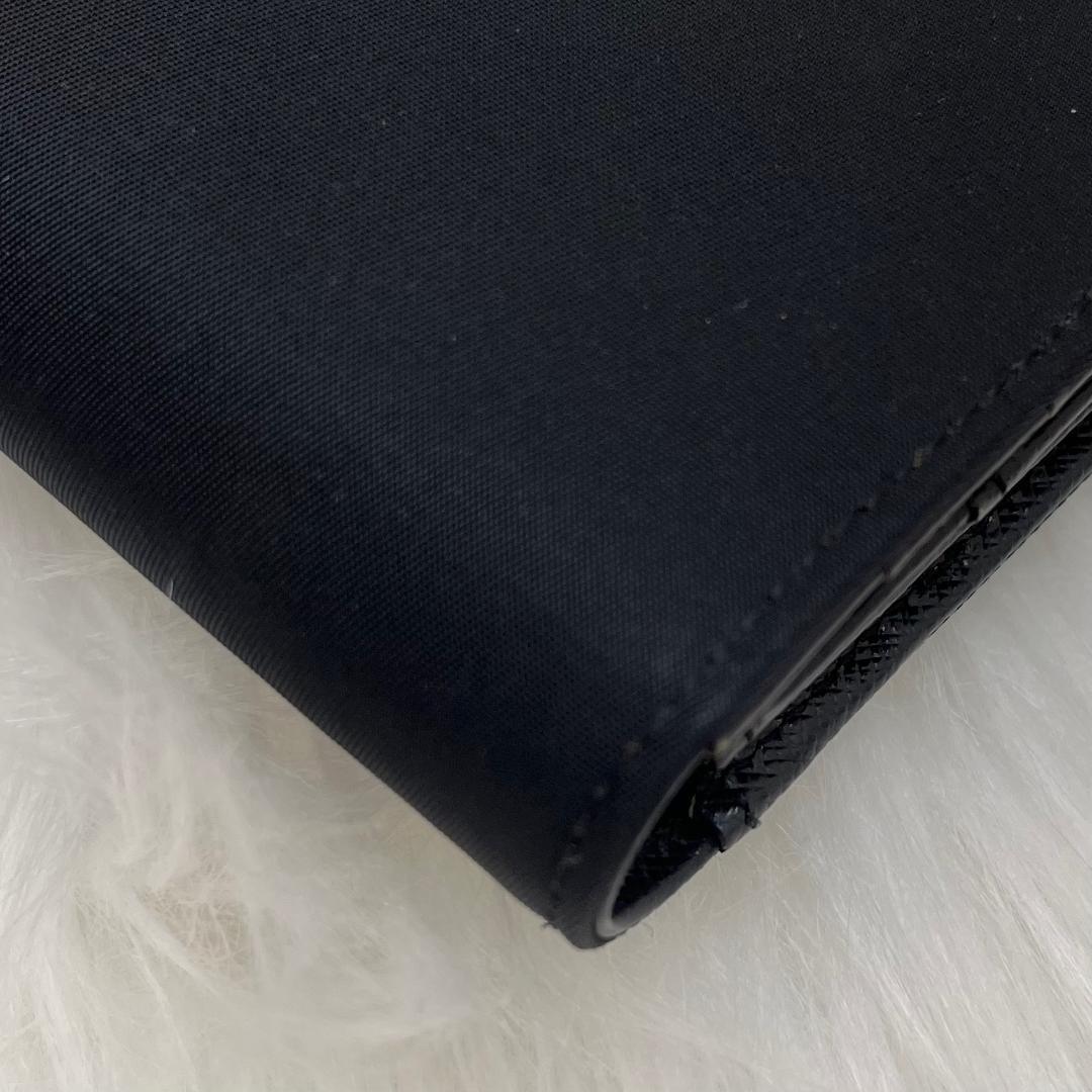 極美品✨PRADA プラダ　長財布　ナイロン　三角プレート　トライアングル　黒