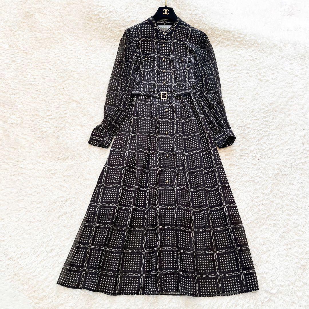 25年♡極美品　グレースコンチネンタル　チェックプリントワンピース　チェーン