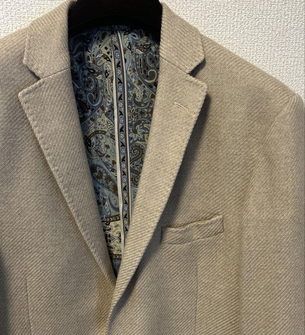 ETRO カシミア100% テーラードジャケット 48 ETRO 美品□ETRO エトロ カシミヤ100％ 裏地ペイズリー 総柄