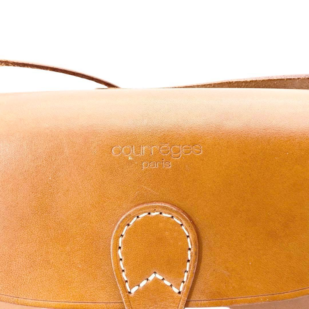 良品613 Courreges オールレザー ショルダーバッグ キャメル レトロ