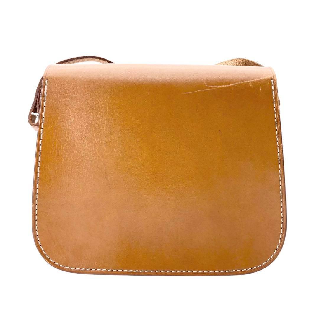 良品613 Courreges オールレザー ショルダーバッグ キャメル レトロ