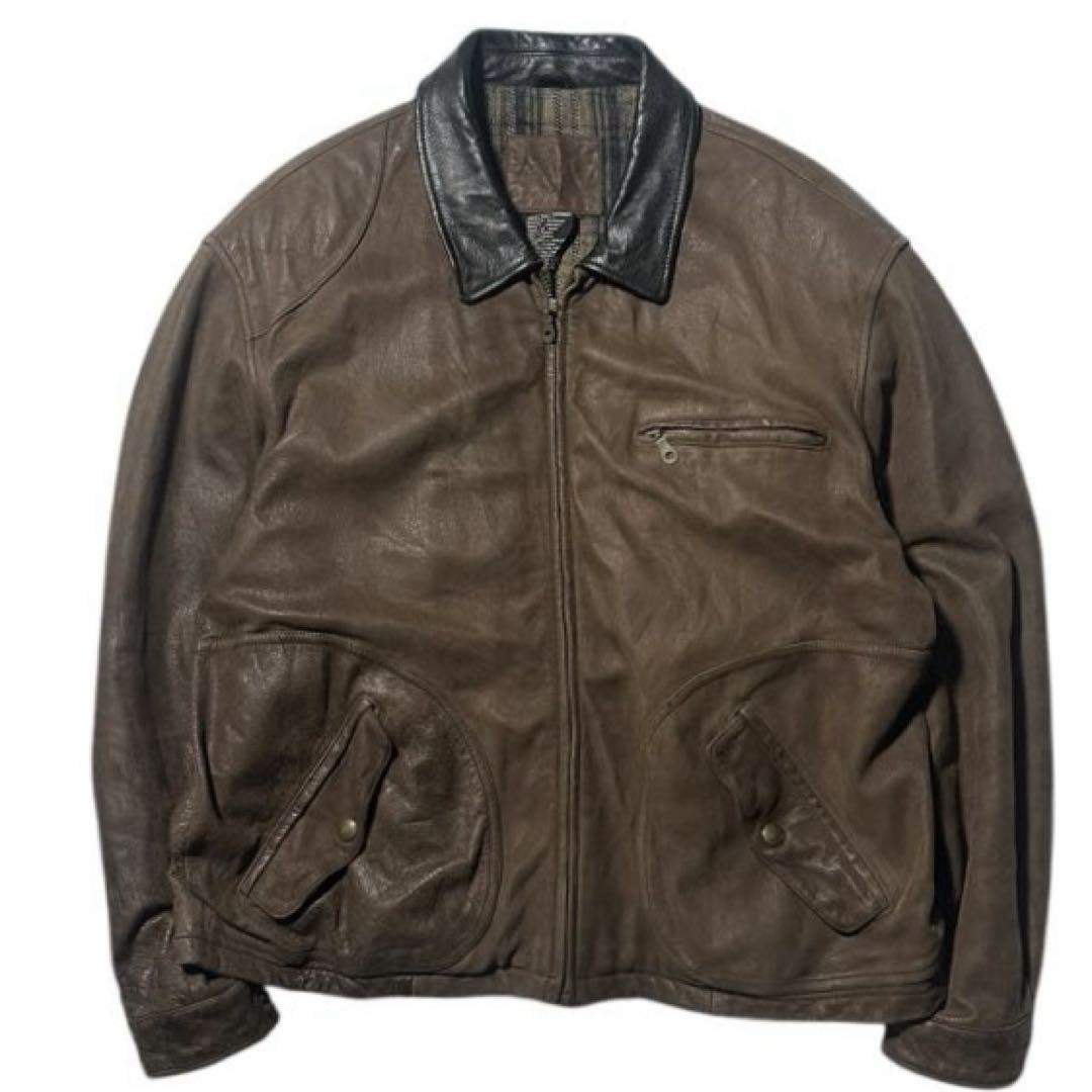 90s リアルレザージャケット 2XL アメカジ カウレザー