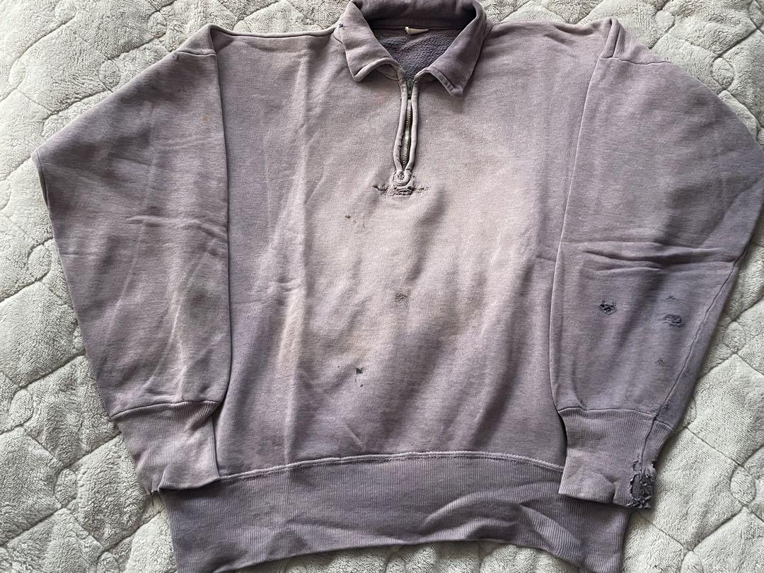 60s sportswear ハーフジップ スウェット フェード ナス紺 60s sportswear ハーフジップ スウェット フェード ナス紺