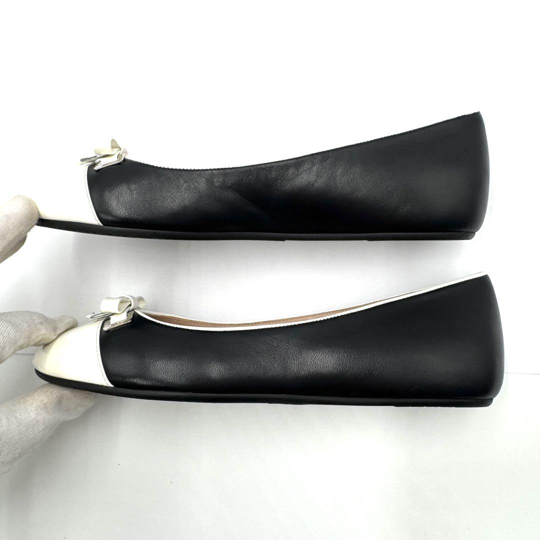 【未使用】BALLY バリー フラットシューズ ブラック×ホワイト 24cm