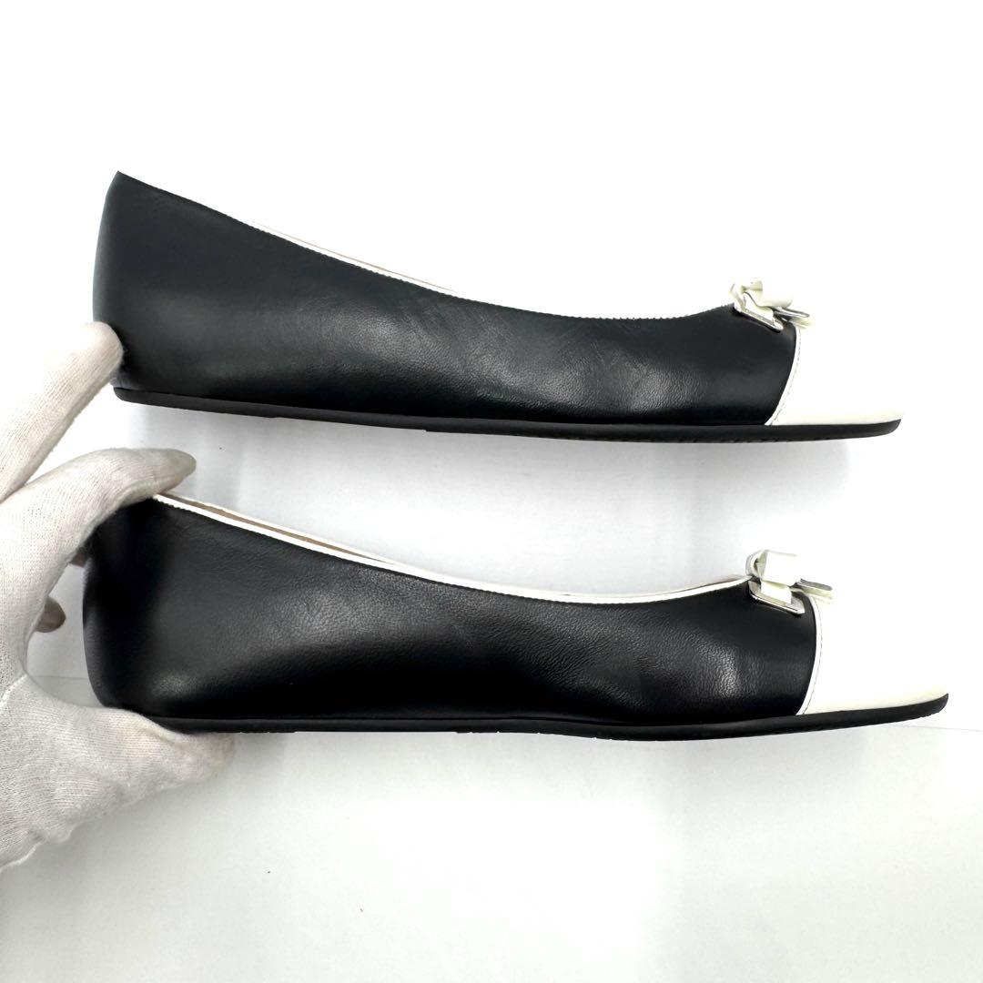 【未使用】BALLY バリー フラットシューズ ブラック×ホワイト 24cm