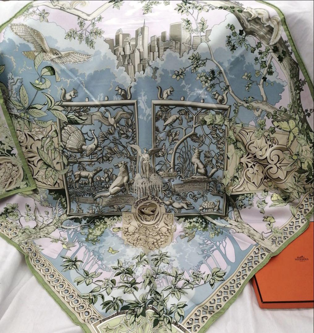 美品　レア　HERMES Central Park カレ90 スカーフ　シルク