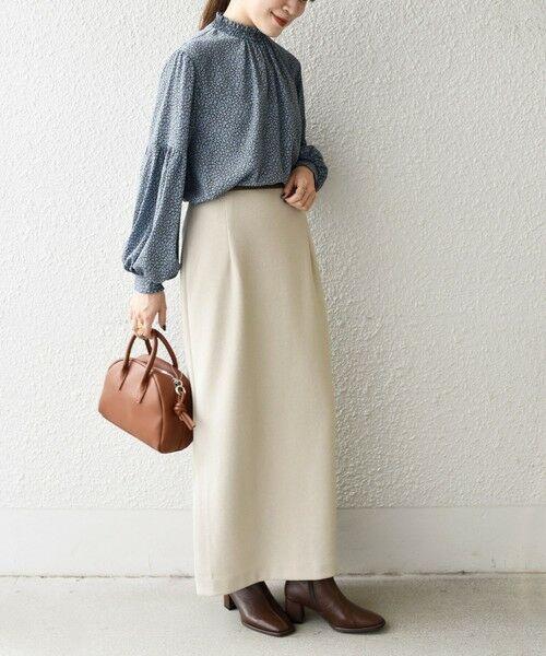 極美品✨定価１.５万❤️　シップス　〈手洗可能〉ギャザーネックプリントブラウス◇