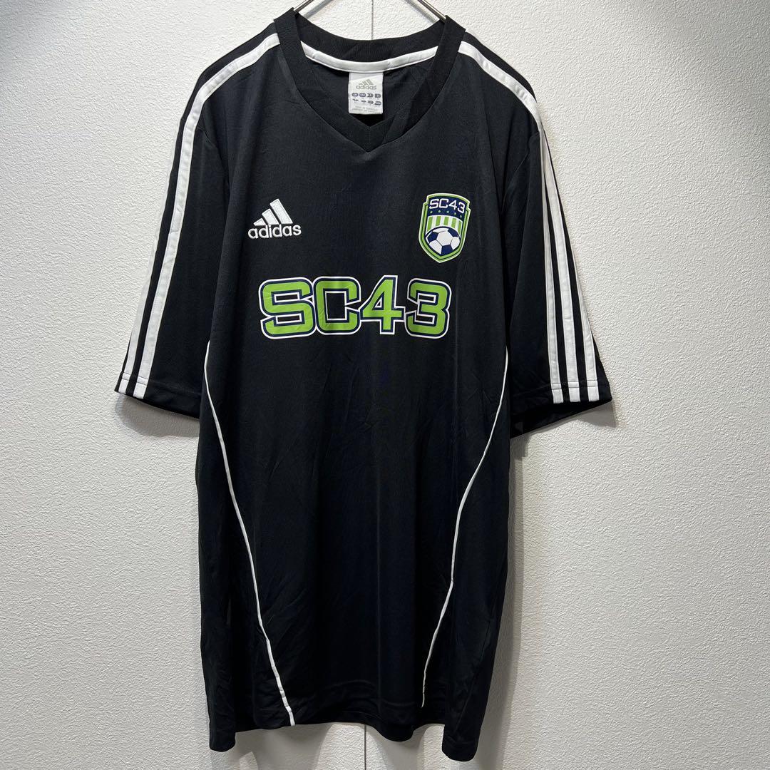 【US規格】 希少 アディダス SC43 3ライン サッカーシャツ ブラック M