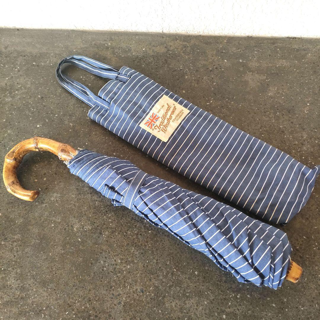 Traditional weatherwear 折り畳み傘 バンブー ストライプ