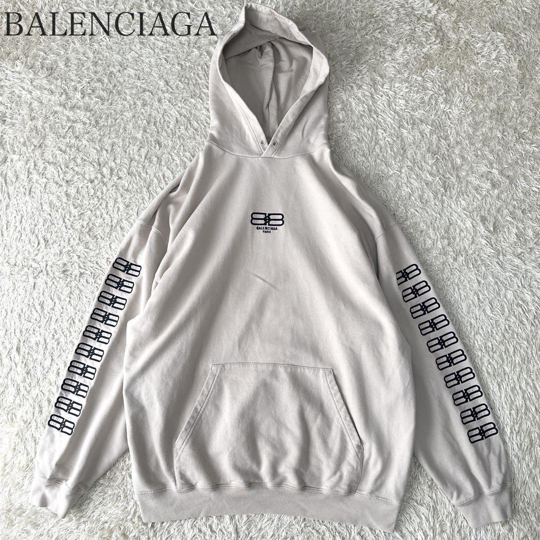 BALENCIAGA 刺繍 ロゴ 総柄 プルオーバー パーカー スウェット M