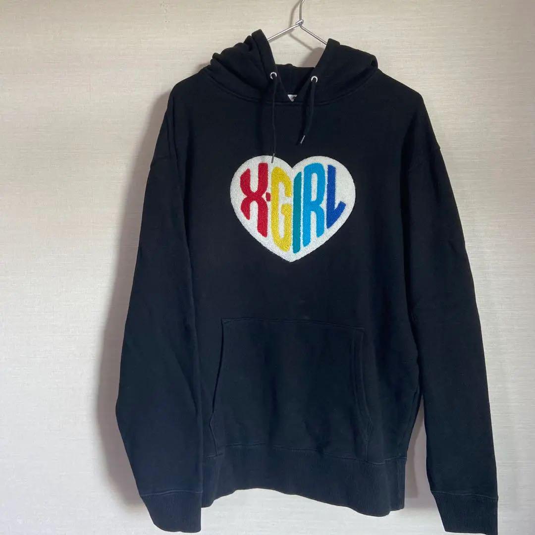 X-girl HEART LOGO SWEAT HOODIE オーバーサイズ