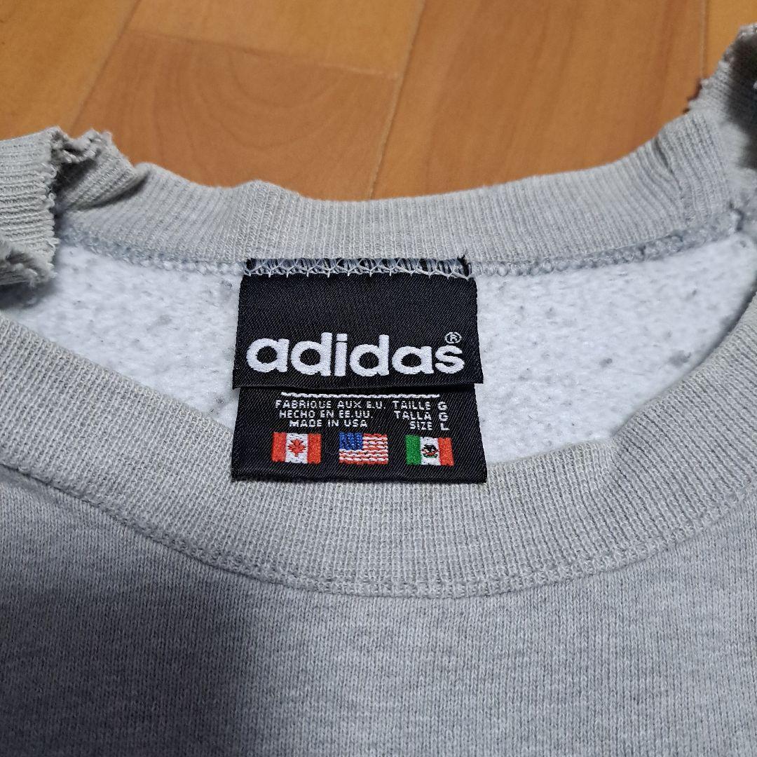 80s USA製 adidasアディダス トレフォイル ビッグロゴ ひび割れ