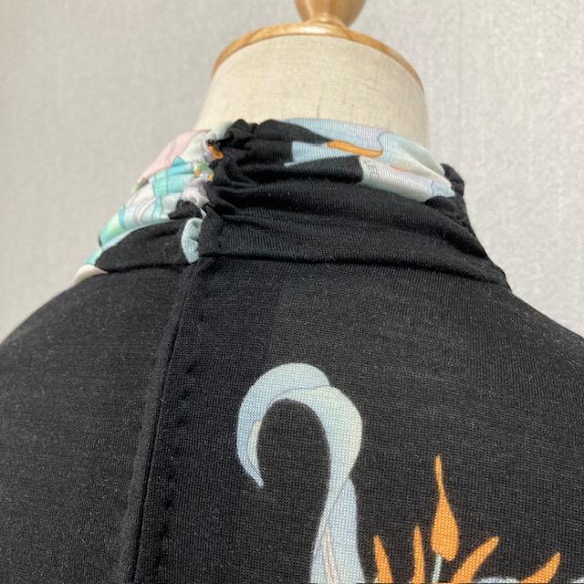 LEONARD レオナール 花柄 ハイネック ブラウス 長袖 カットソー シルク