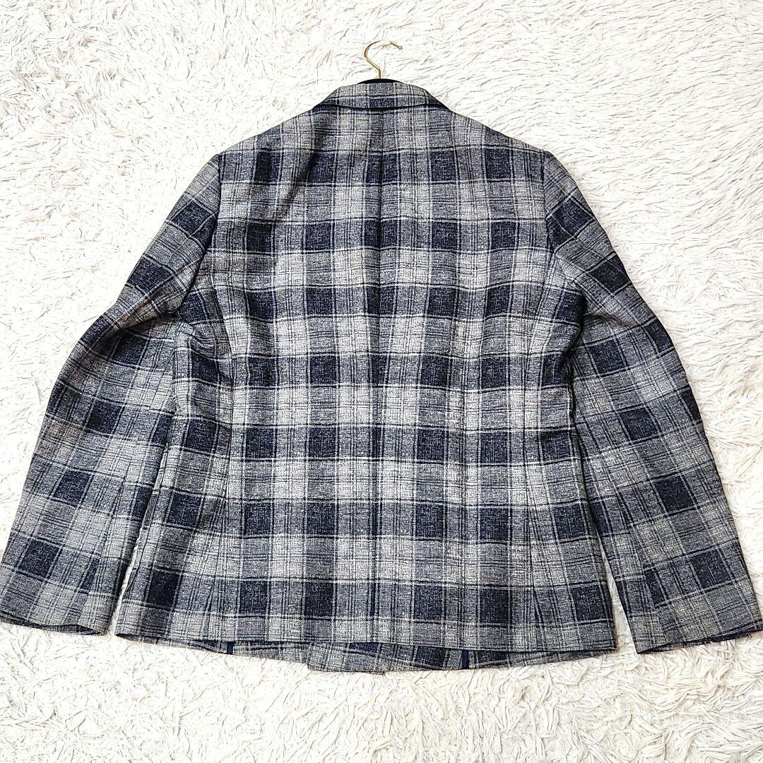 ✨未使用級✨タケオキクチ❣️リネンジャケット　M　ダブル　マルチチェック　春夏物