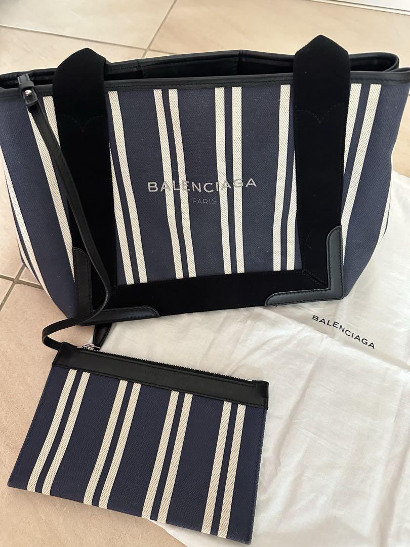 【美品 】バレンシアガ キャンバス トート　カバス ストライプ ネイビー