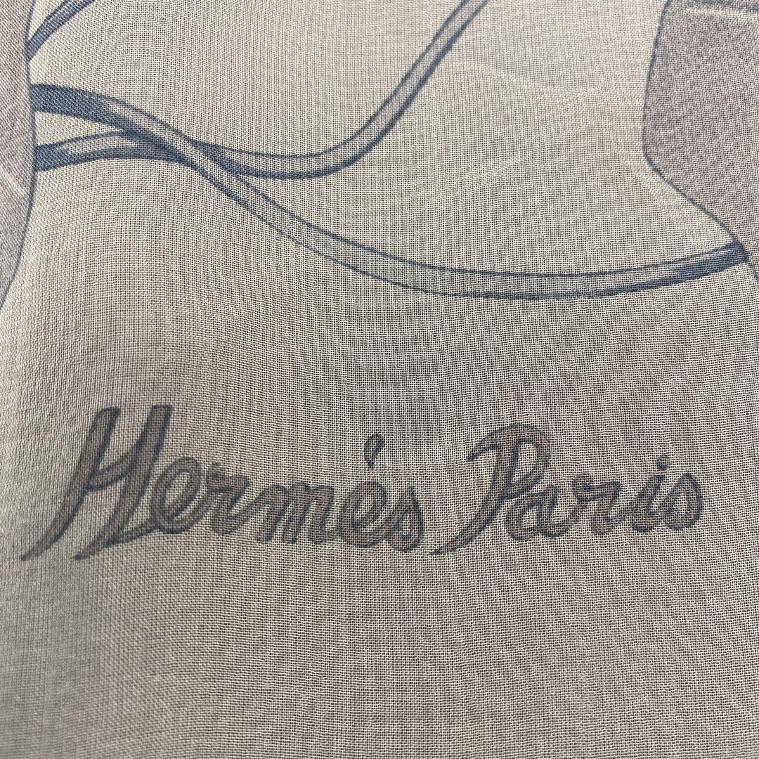 Hermès 花柄スカーフ オーガンジーシルク ビンテージ　90cm