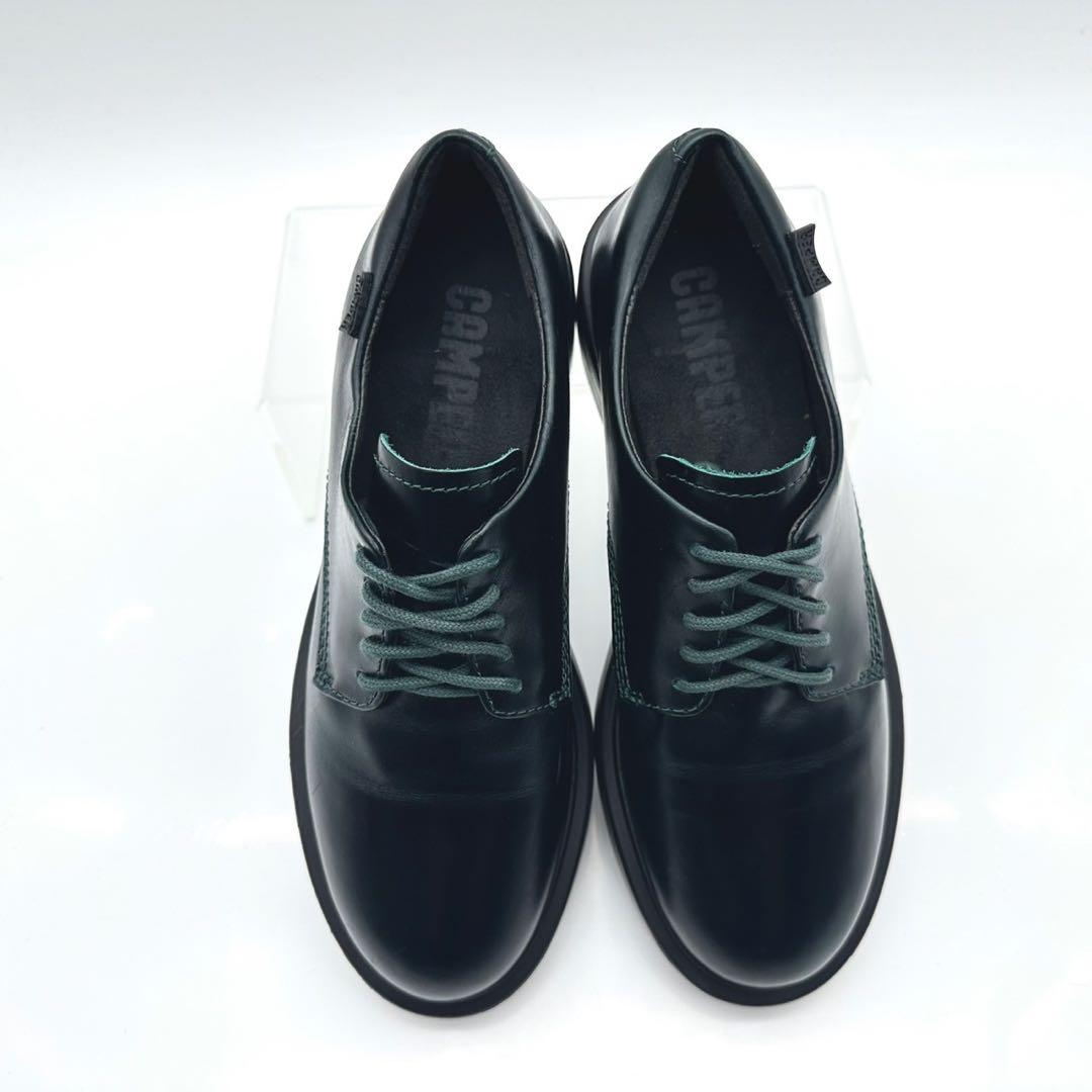 【美品】カンペール ディーン フラットシューズ ダークグリーン レザー 厚底