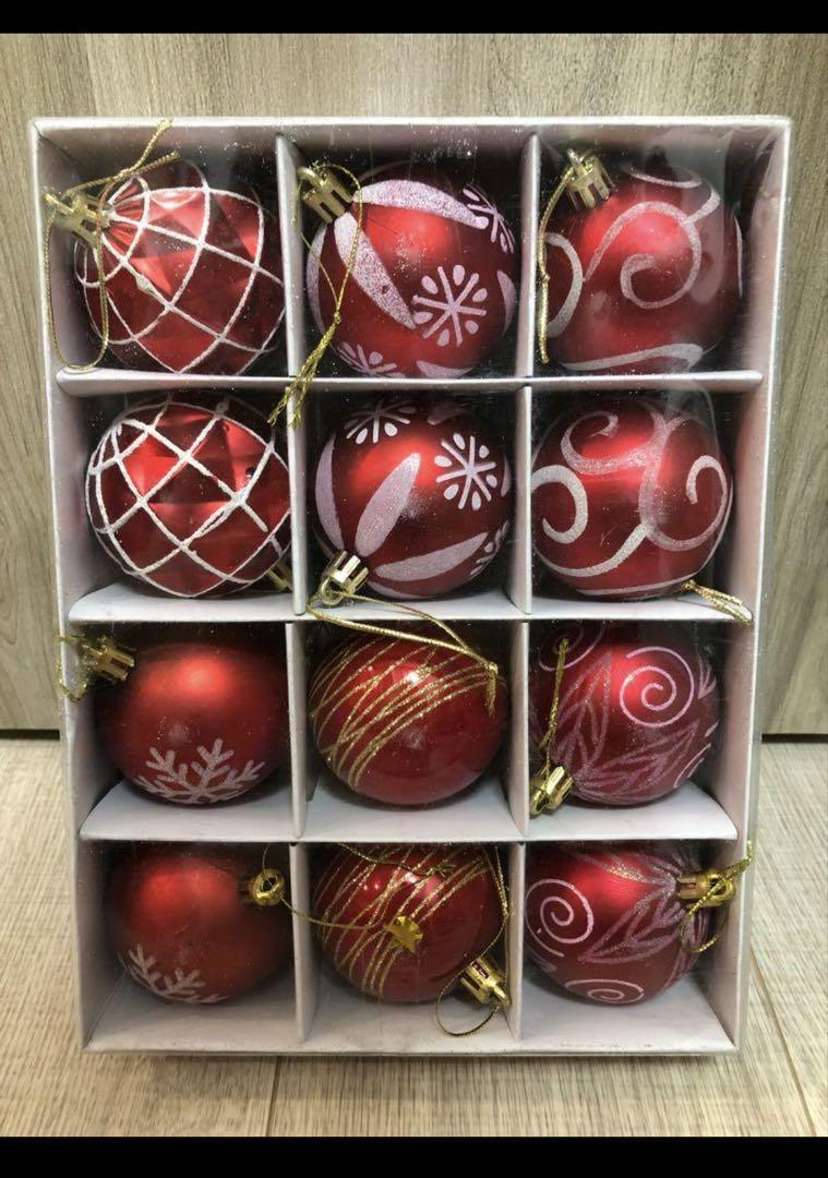 クリスマスオーナメント 赤12個セット