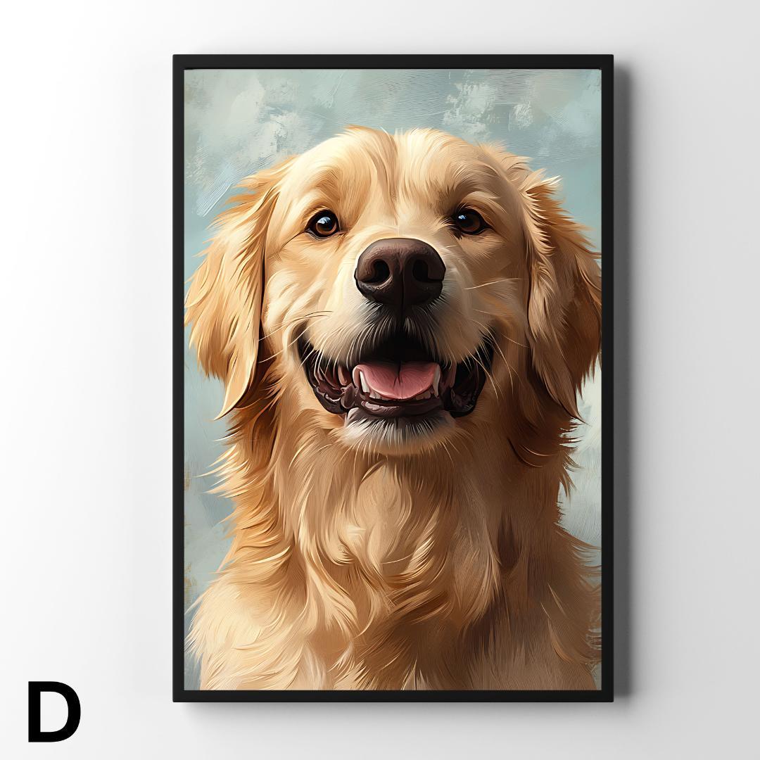 犬の絵「ゴールデンレトリバー 」油彩画 フレーム付き（面版なし） 犬の絵「ゴールデンレトリバー 」油彩画 フレーム付き（面版なし