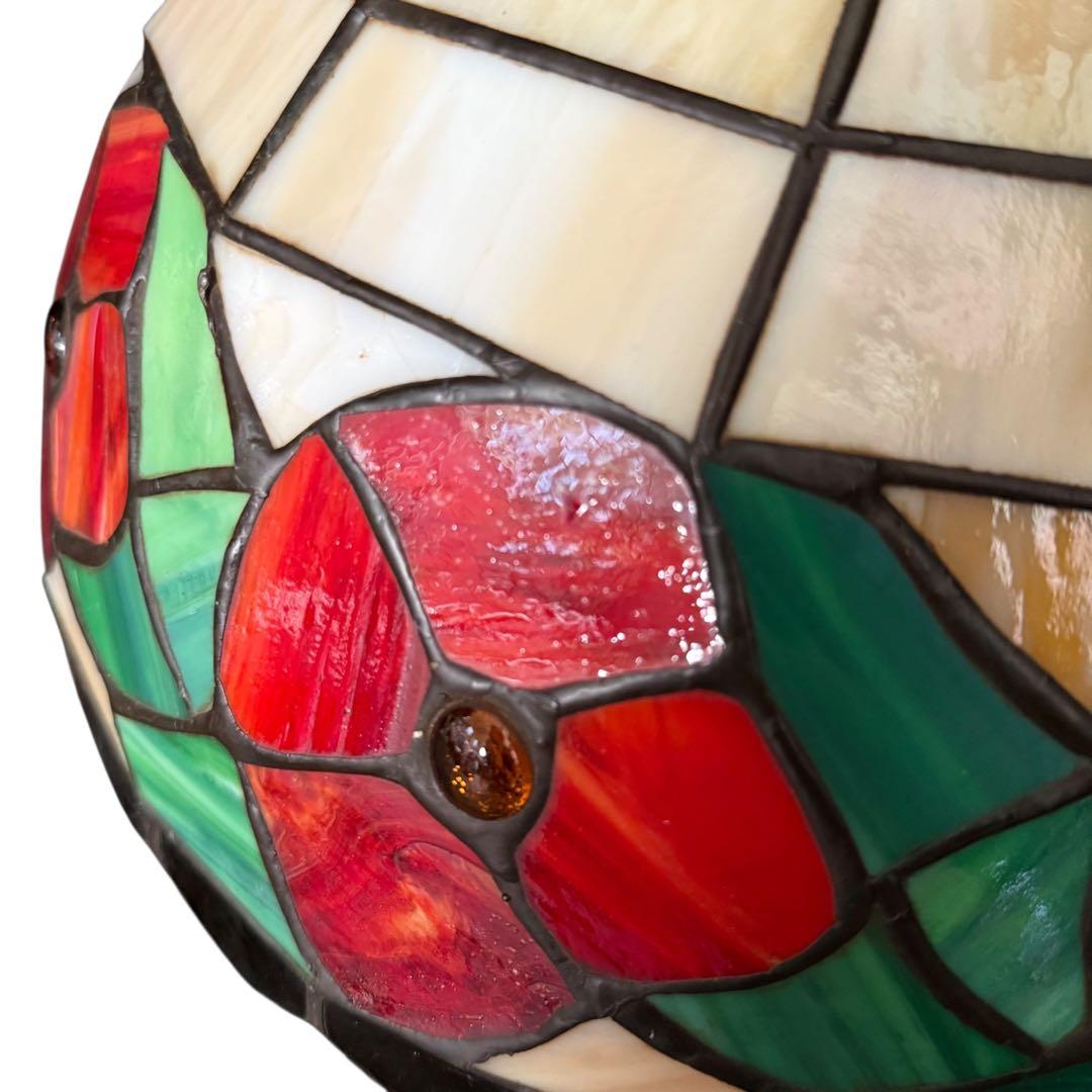 HR874 【希少】古いステンドグラスライト 照明 スタンドライト テーブル付き HR874 【希少】古いステンドグラスライト 照明 スタンドライト テーブル付き