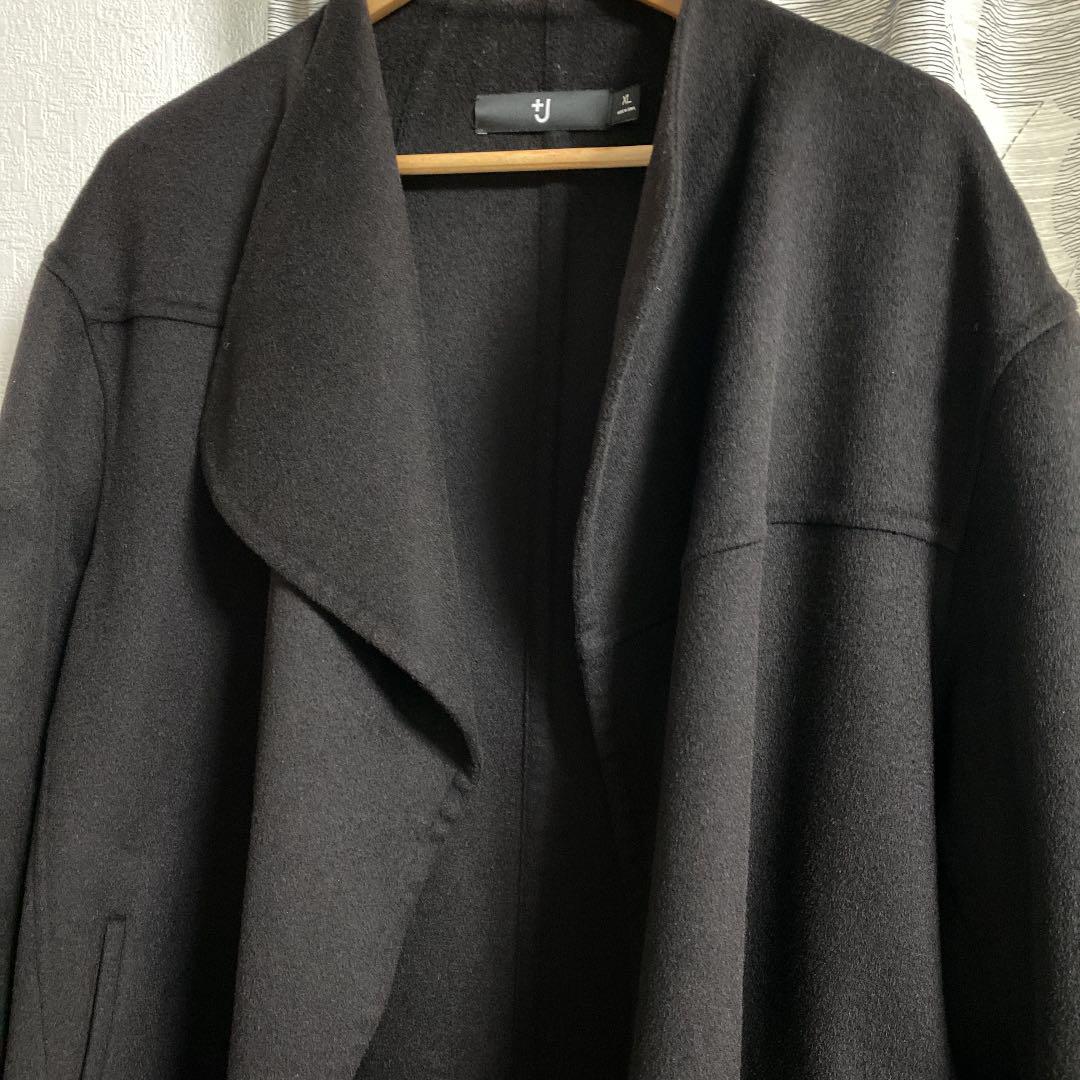 がしやすい ユニクロ XL ダークブラウン uzFxX-m25414017832 J カシミヤブレンドノーカラーコート ノーカラー