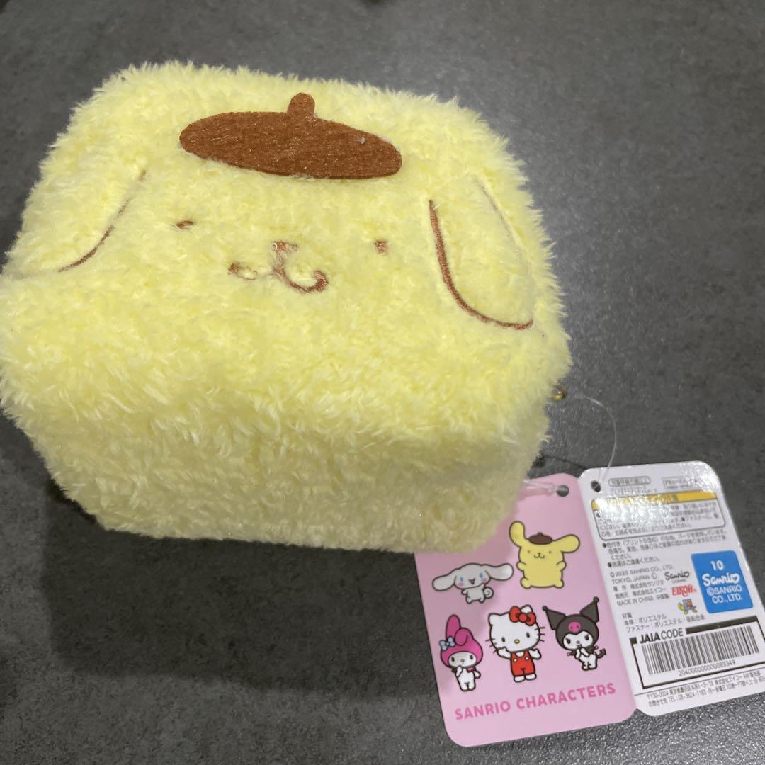 ポムポムプリン POMPOMPURIN ふわふわミニキャラメルポーチ