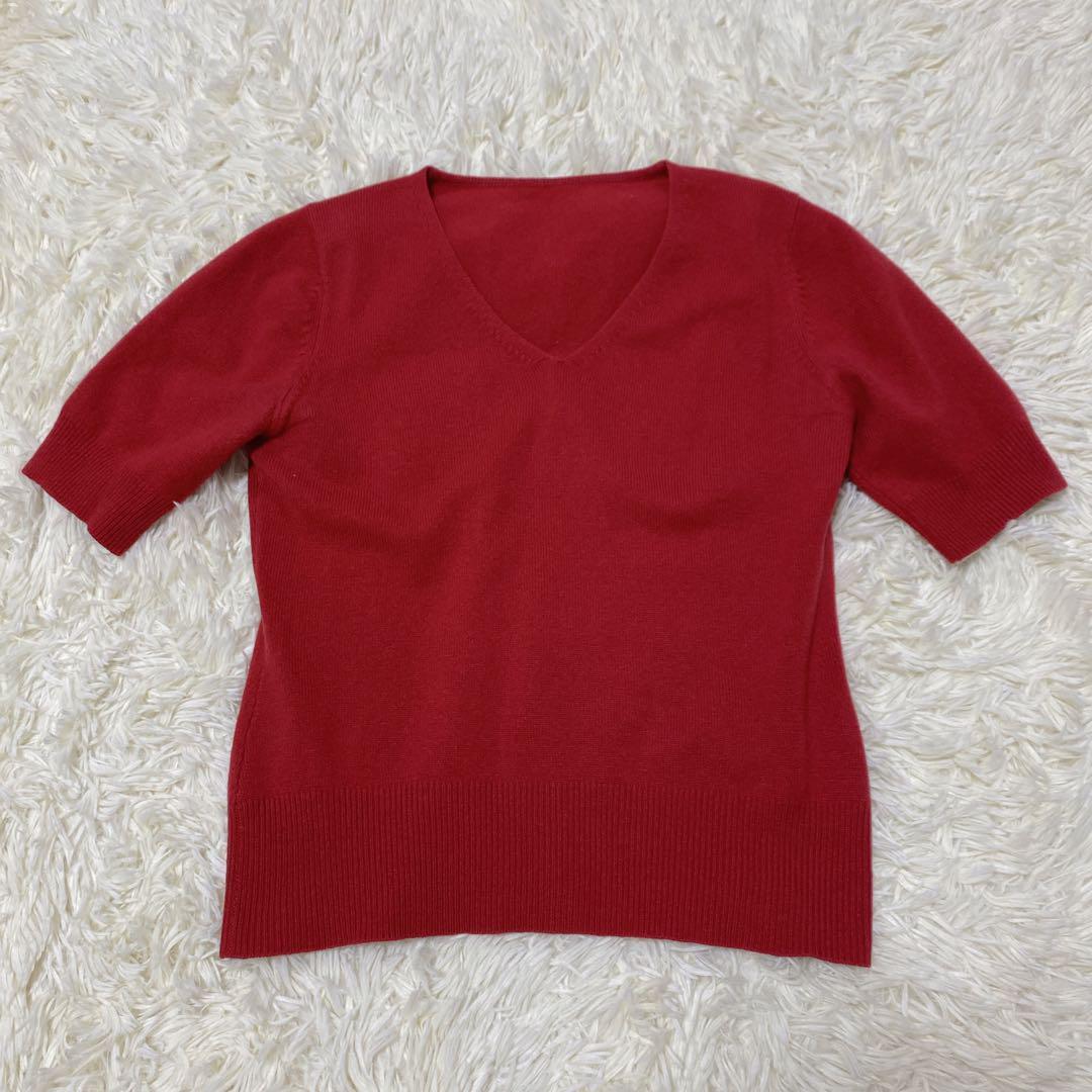 CERCHIO ニット 半袖 Vネック カシミヤ素材 レッド レディース CERCHIO ニット 半袖 Vネック カシミヤ素材 レッド レディース