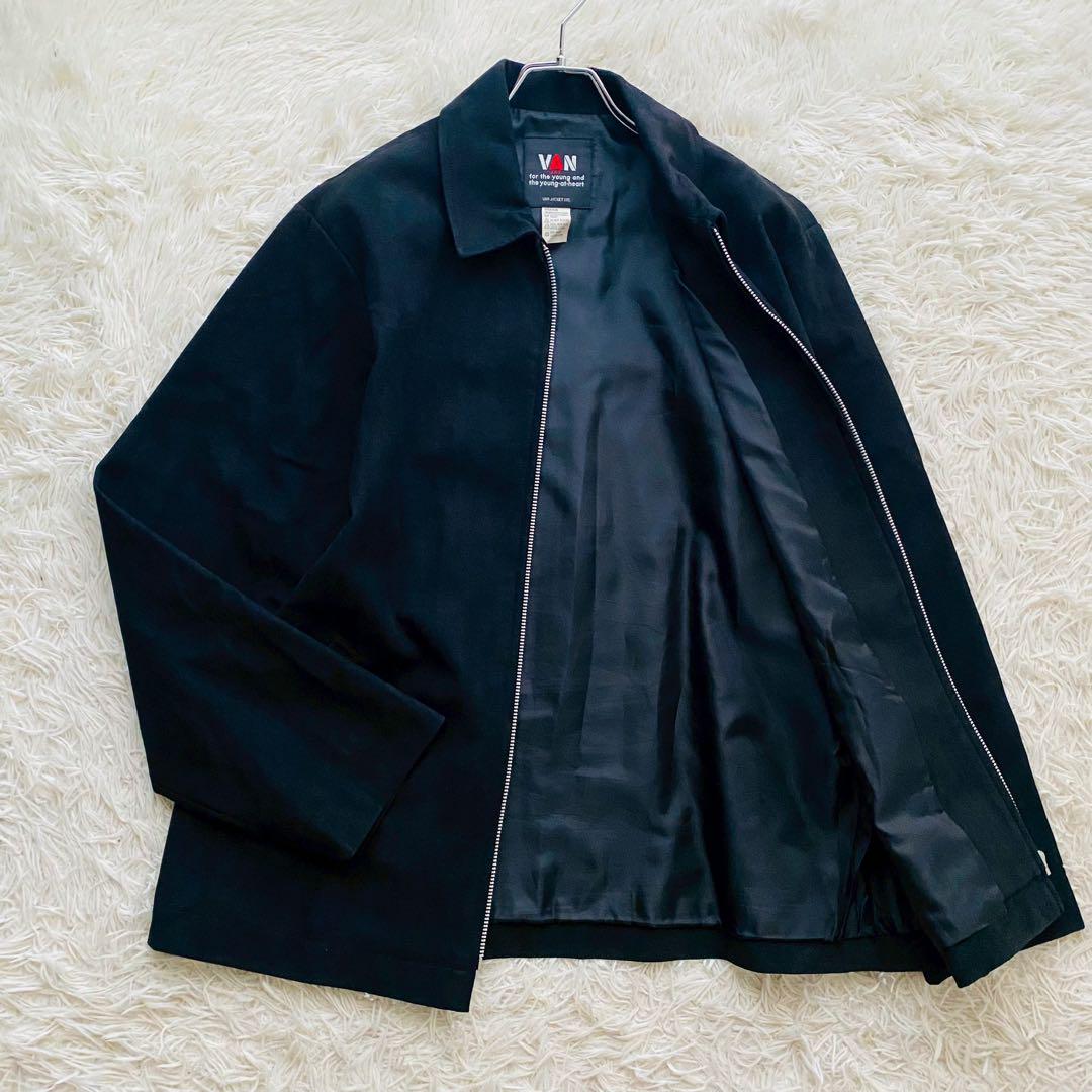 VAN JAC●極美品●希少80's 黒タグ スエード調レザースイングトップ L