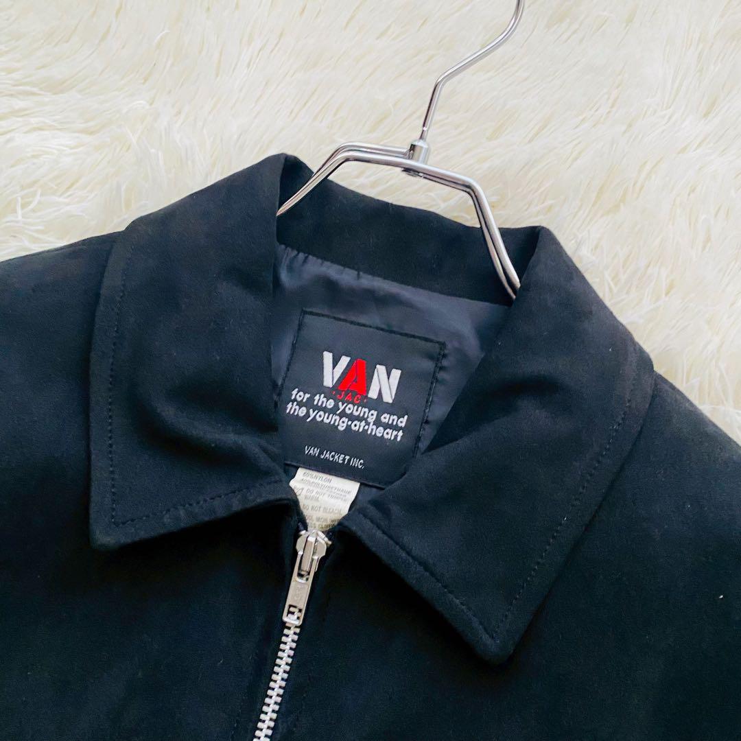 VAN JAC●極美品●希少80's 黒タグ スエード調レザースイングトップ L