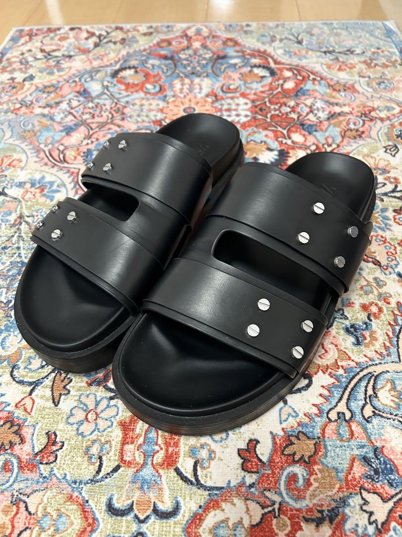 【美品】 ZARA スタッズ付きブラックレザーサンダル 26cm サイズEU41