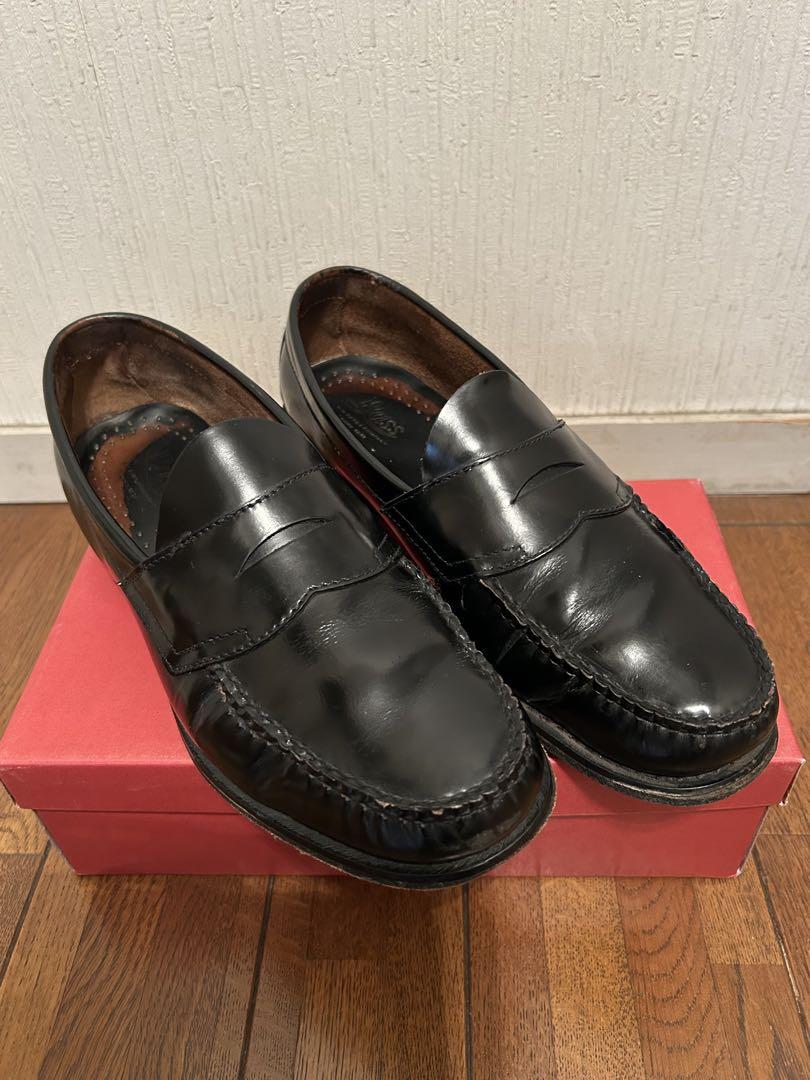 ジーエイチバス1876 黒レザー ローファー穴あきデザインUS9日本サイズ27㎝