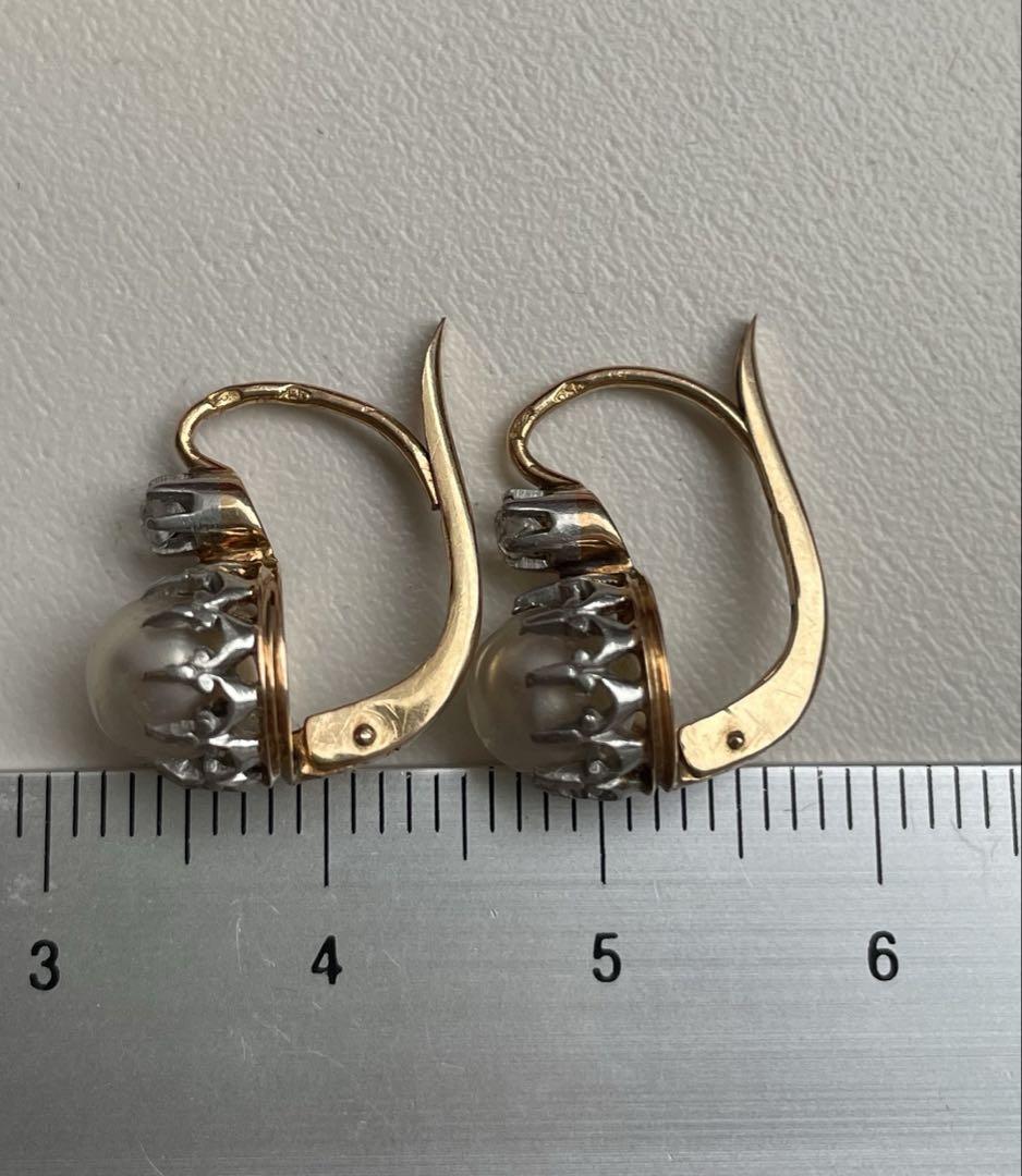 フランス　アンティーク　ジュエリー　18k ピアス　ヴィンテージ　ドルムーズ