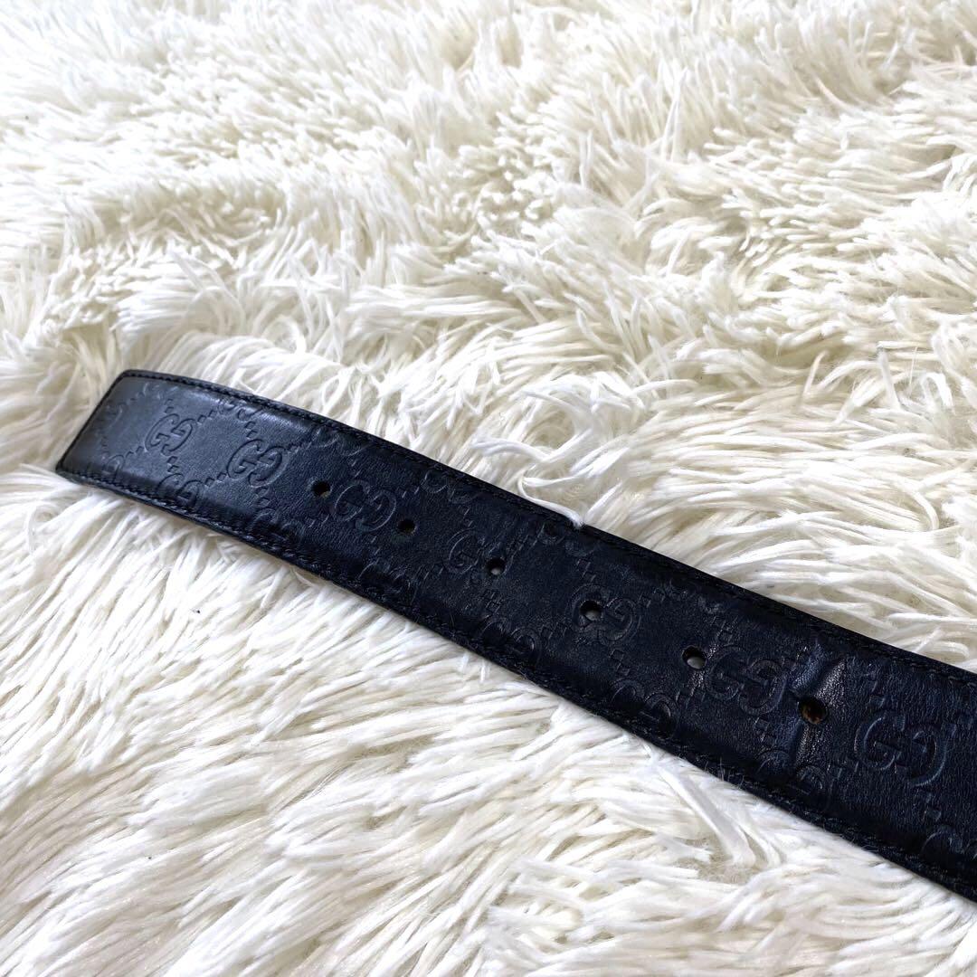 【美品✨】GUCCI ベルト インターロッキング シマ GG柄 メンズ 黒