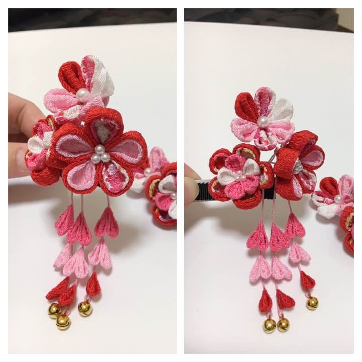 つまみ細工 髪飾り ヘアクリップ 滑り止め キッズサイズ