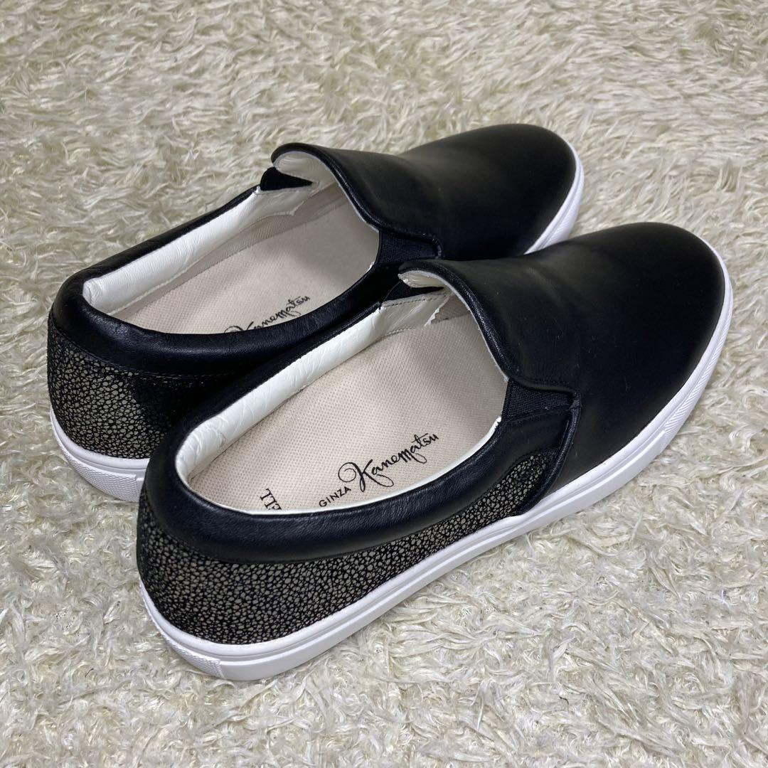 極美品』銀座かねまつ アクアベル レザースリッポン スニーカー