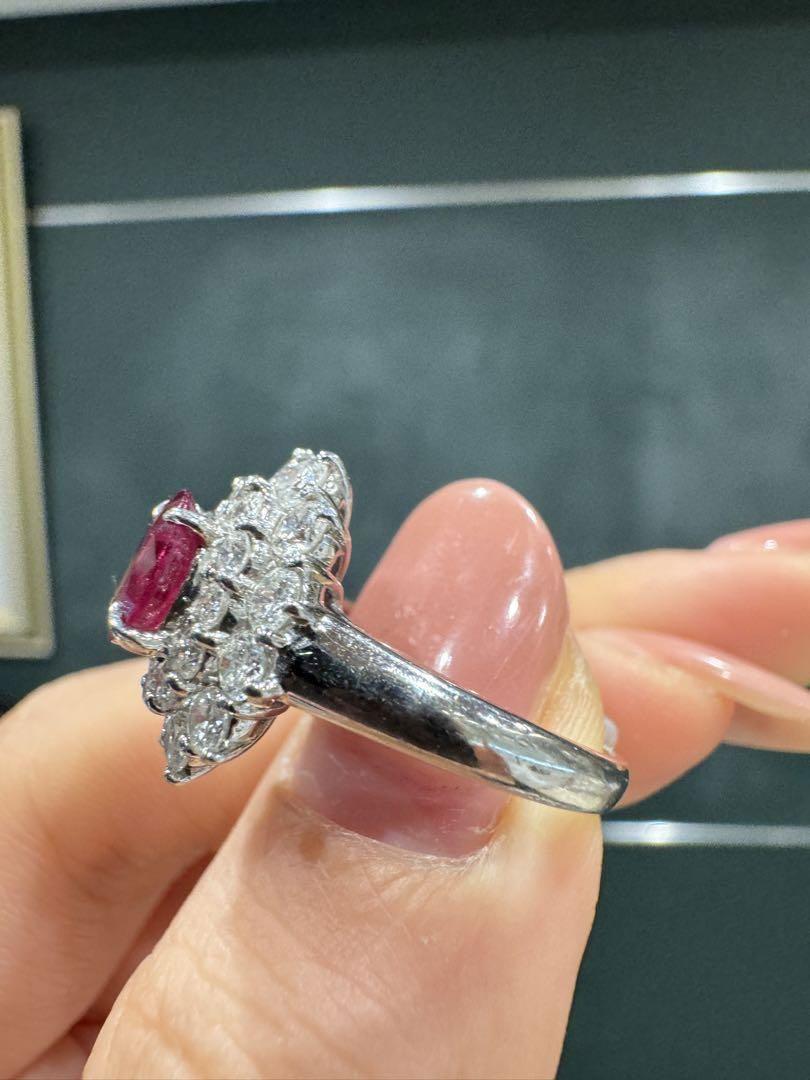 工場直売 低 価格 通販ファッション - pt850 天然 ルビー ダイヤモンド リング アクセサリー