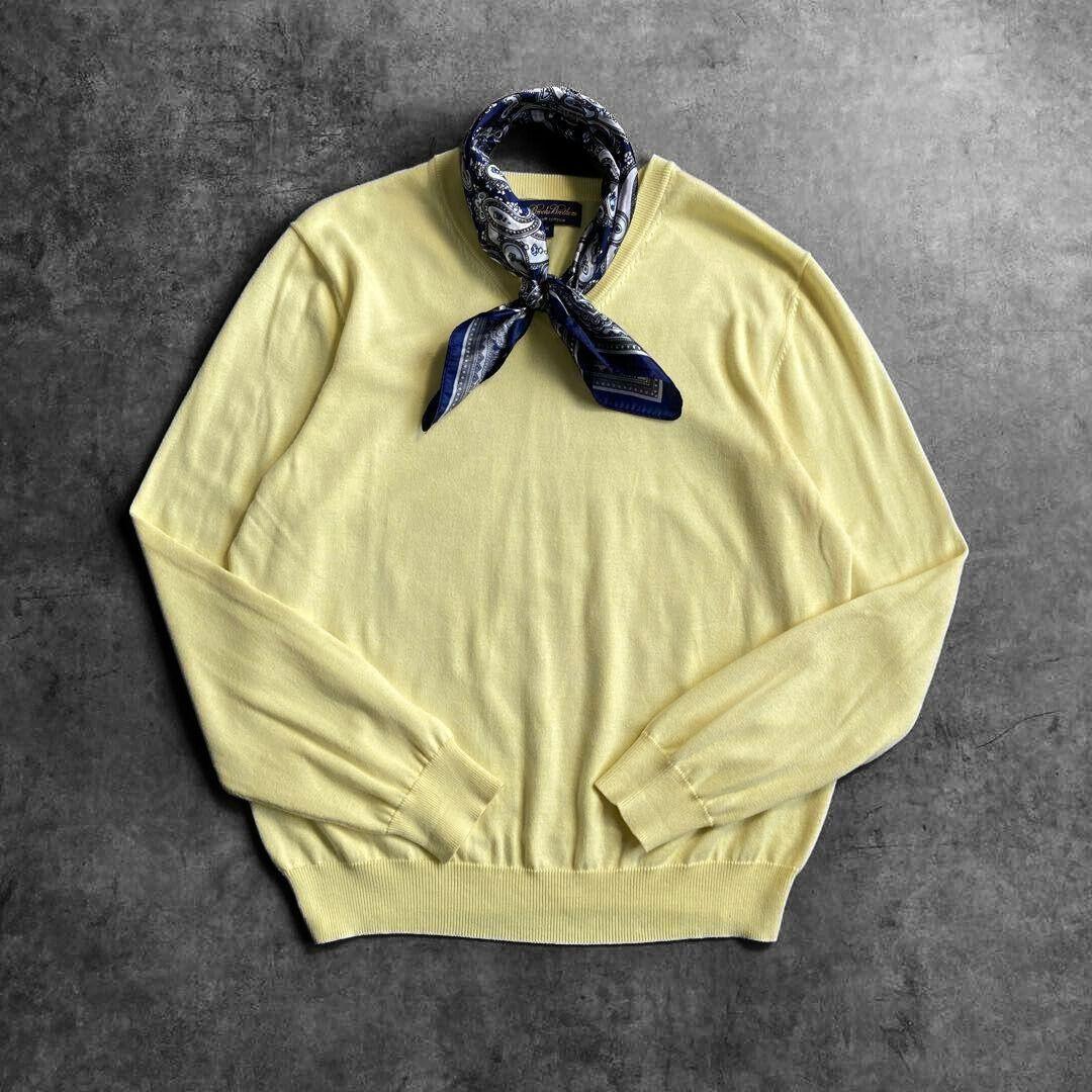 Brooks Brothers ネッカチーフ セーター M イエロー ネイビー
