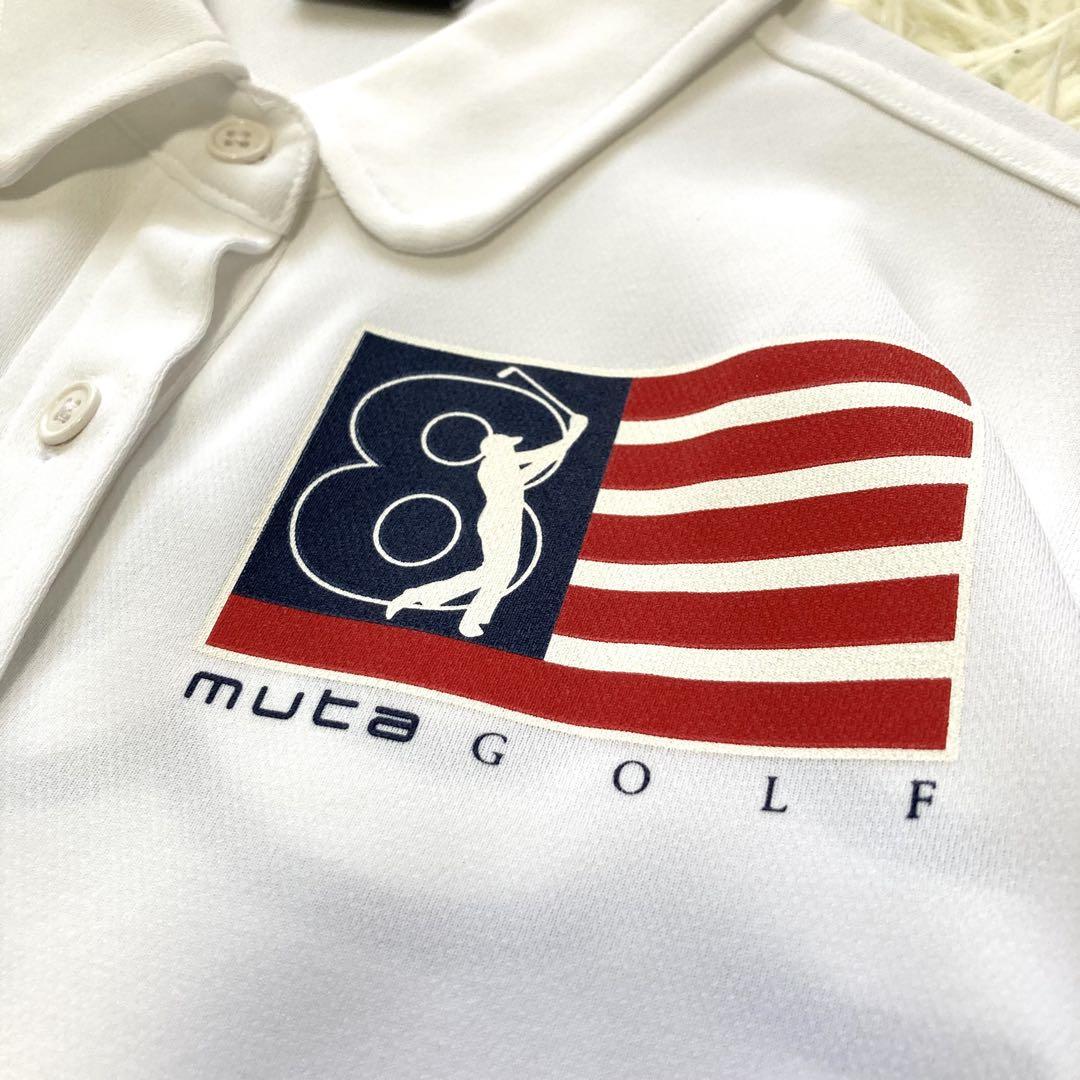 muta MARINE ポロシャツ　半袖　ゴルフウェア　ホワイト　M muta 半袖ポロシャツ メンズ ムータ マリン ゴルフ ゴルフウェア