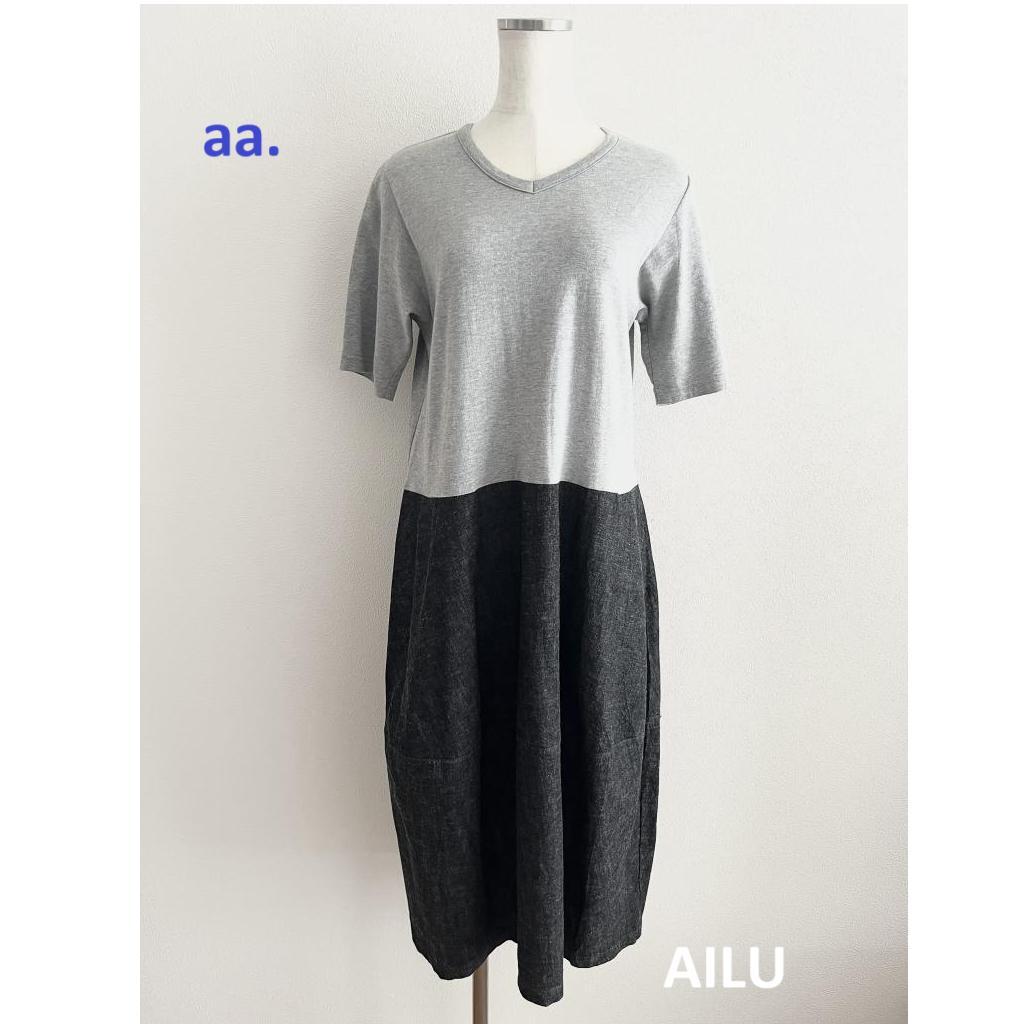aa.　イオグラフィックＴシャツ切り替えワンピース　S　グレー　54821