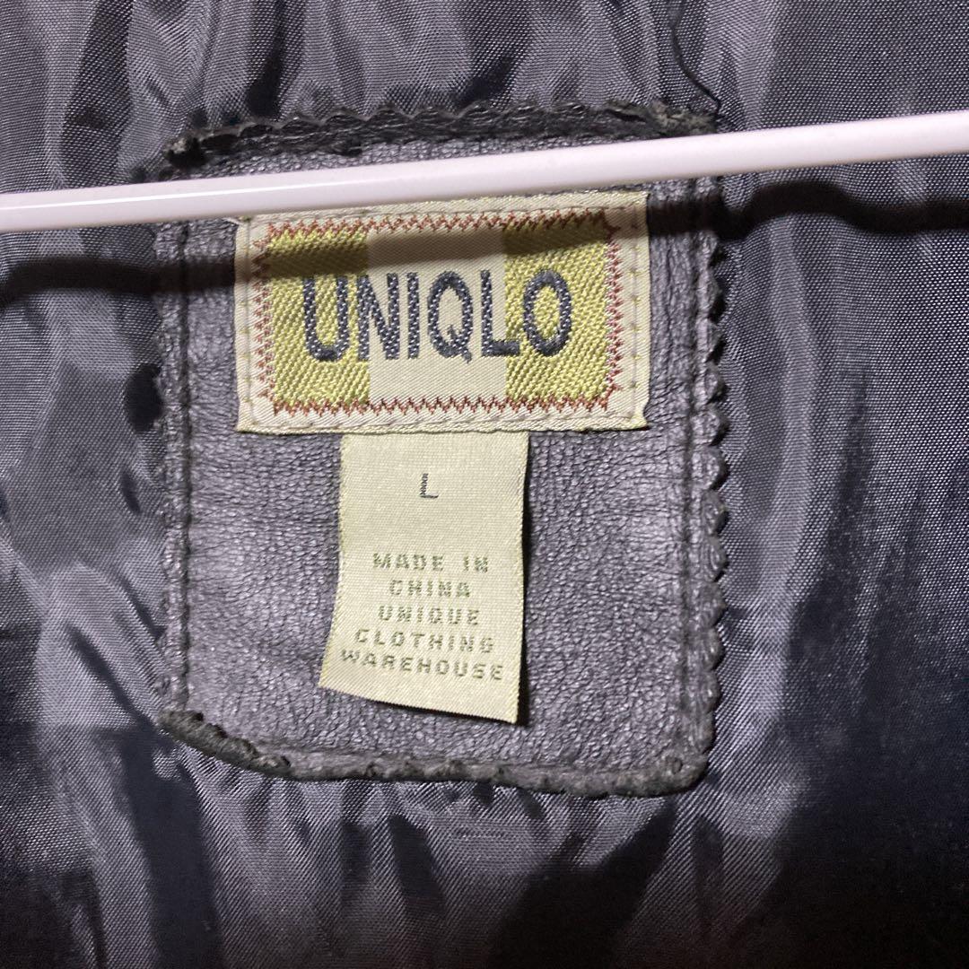 1980's〜1990's OLD UNIQLO カウレザーベスト 80〜90's】 ユニクロ OLD UNIQLO M相当 レザーベスト カウレザー