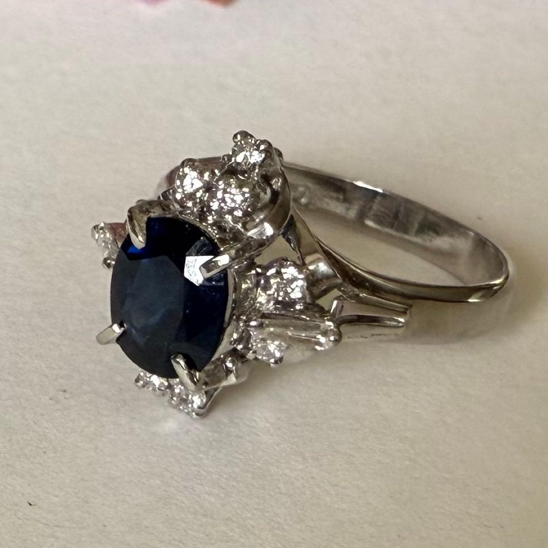 専用 ヴィンテージpt900サファイア1.30ダイヤ0.22リング 11号